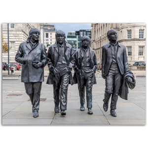 The Beatles Statue Liverpool Merseyside Lennon McCartney Harrison Star Music Premium Matte Paper Poster