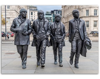 The Beatles Statue Liverpool Merseyside Lennon McCartney Harrison Star Music Premium Matte Paper Poster