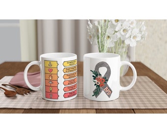 Borderline Personality Disorder BPD EUPD Mental Health Awareness Positivity  Ribbon White 11oz Ceramic Mug
