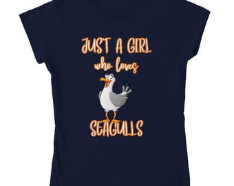 Just A Girl Who Loves Seagulls Sea Gull Funny Cartoon Drawing Classic Women's Crewneck T-shirt Tee Shirt