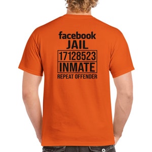 Facebook Jail Inmate Repeat Offender Prison Gift Funny Novelty Heavyweight Unisex Crewneck T-shirt