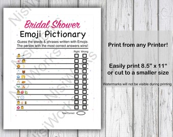 Bridal Shower Emoji Game Emoji Pictionary Printable Games Download Game Bridal Shower Games Bridal Shower Game Cards Bridal Games