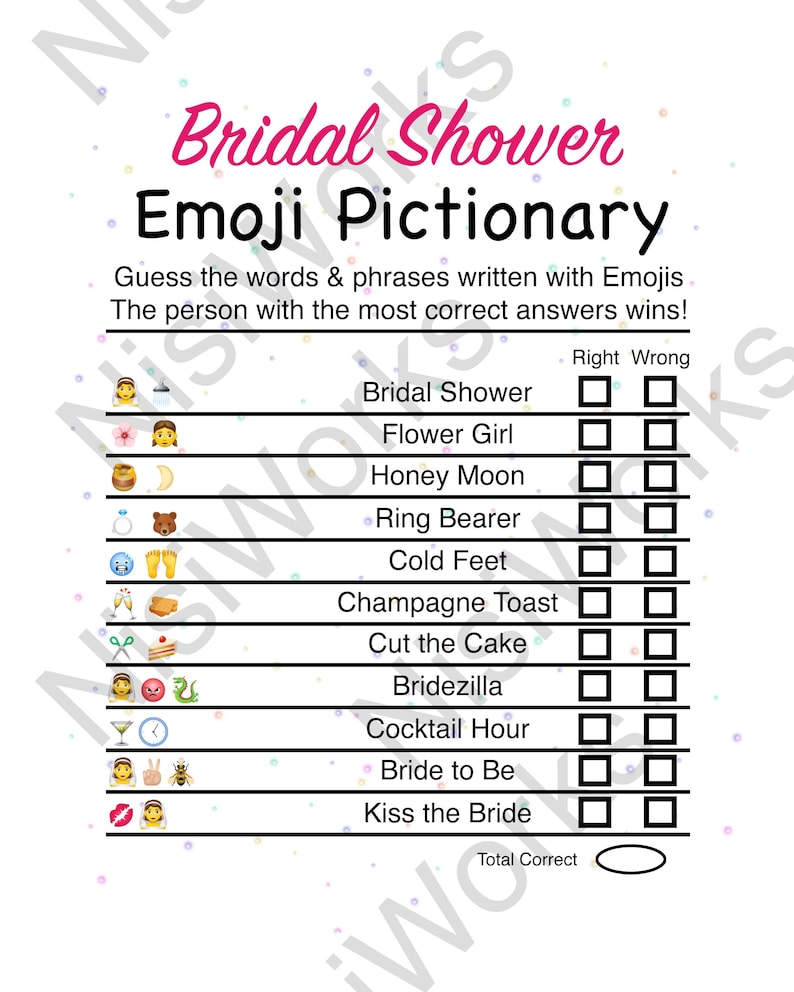 Bridal Shower Emoji Game Emoji Pictionary Printable Games Download Game ...