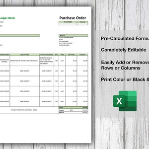 Excel Vorlage Bestellung Bearbeitbares Bearbeitungsformular Bestellung Excel Vorlage PO Formular Druckbare Bestellseite Bestellformular