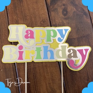 Scitta Happy Birthday cake topper in cartoncino colorato