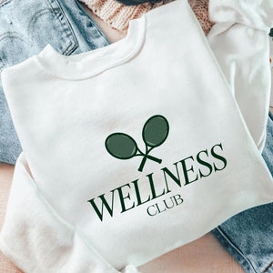 Tennis wellness club Varsity Crew Neck Sweatshirt | garment dyed t-shirts | varsity crew | Mother’s Day