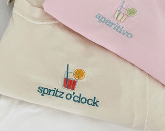 Embroidered CUSTOM COCKTAIL T-SHIRTS | Aperitivo | champagne shirt | aperol spritz | girls weekend shirt | drink shirt| bachelorette