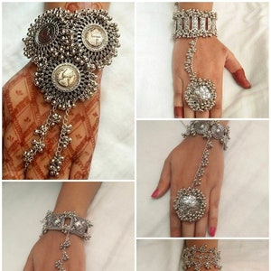 Hand harness, Haath Phool, Bracelet With Adjustable Ring | Indian Ethnic Oxidized Haath Phool | Boho Jewelry | Bracelet With Ring |