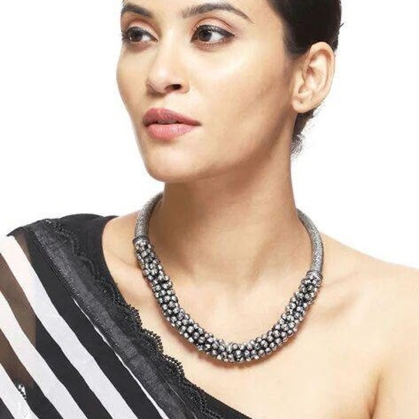 Ghungroo Choker Designer Unique Necklace Oxidized German Silver Neckpiece Choker Indian Traditional Premium Quality Handmade Jewelry women