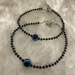Evil eye anklet, black beaded anklets, Nazariya payal, Indian Ethnic traditional leg anklet, evil eye protection, anklet for women, jewelry