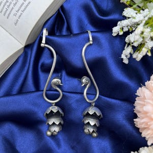 Oxidised Bugadi Ear Cuff Earrings | Handmade Traditional Maharashtrian Jewelry | Vintage Boho Tribal Oxidised Silver Ear Climbers for Women