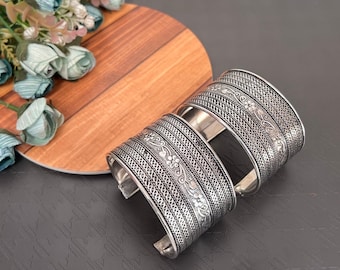 German silver Hand cuff hand bracelet adjustable indian bangle jewellery kada oxidised silver anniversary gifts