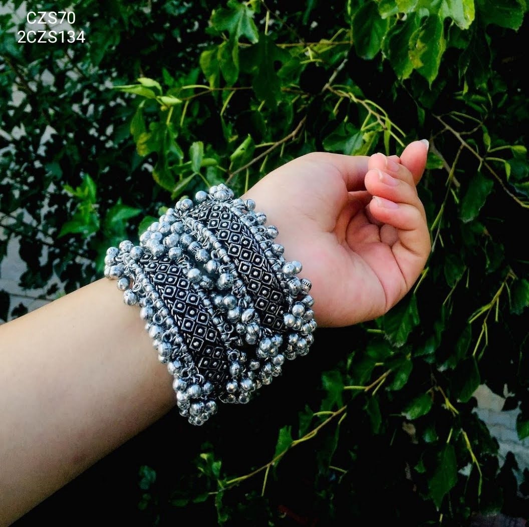 Oxidized Bangle Kada Ghungru Oxidized Indian Jewelry Silver Etsy