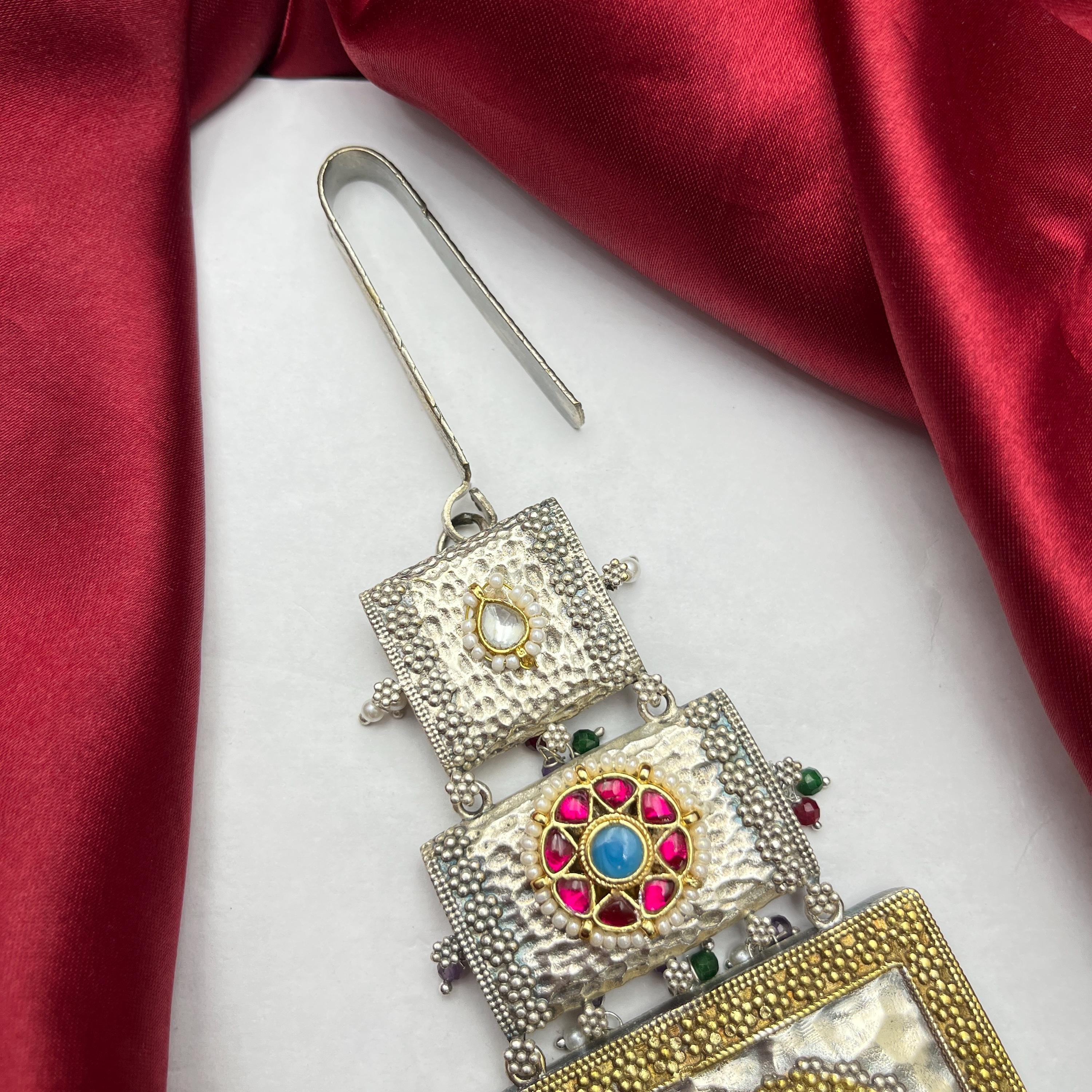 Vintage Indian Chabi Challa Waist Key Chain | Silver Kundan Jadau Satka ...