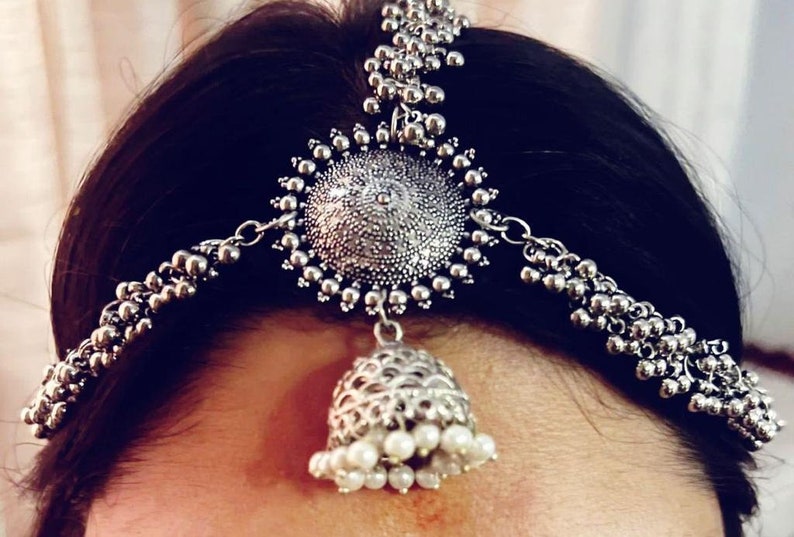 Meilleur Matha Patti oxydé, bijoux de cheveux de mariée pour chaque occasion, Mathapatti de style Mangtika, bijoux de mariée, bijoux de front pour femmes image 2