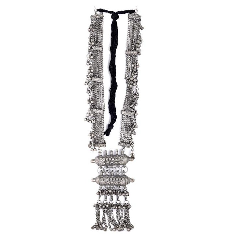 Afghani Indian Style Long Necklace With Pendant | Boho Tribal Ethnic Oxidized Jewelry | Oxidized Jewelry Necklace | German Silver Necklace