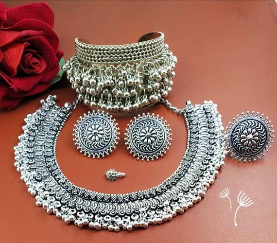 Stylish Antique German Silver Indian Traditional Ethnic Oxidised
