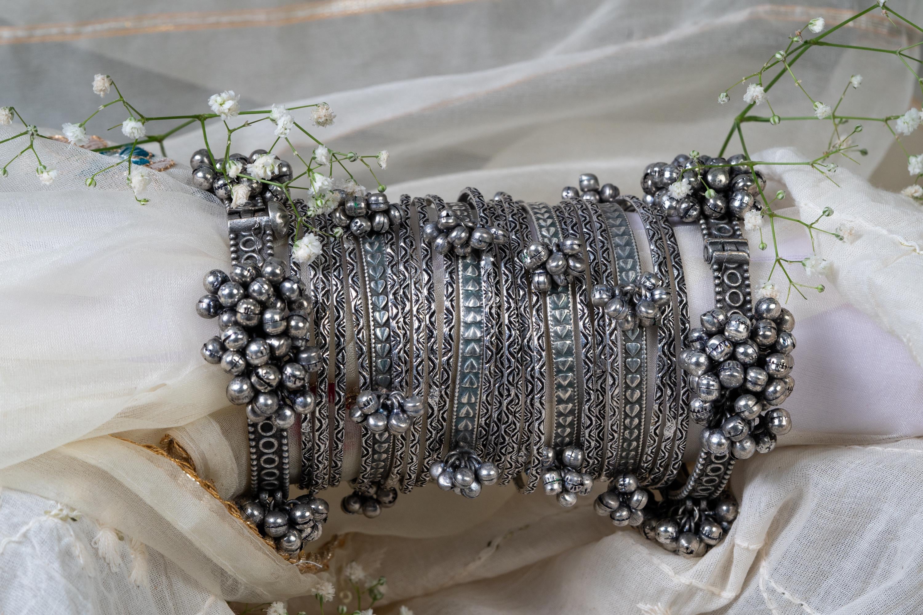 Oxidized Silver Ghungroo Bangle Set: Indian Boho Tribal Jewelry - Etsy