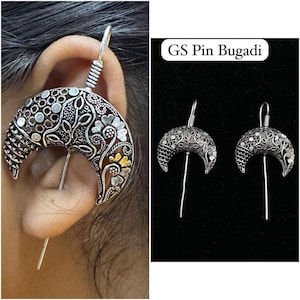 Pin Bugadi earrings silver Oxidized stud earrings Indian Boho jewelry silver hippie jewelry handmade earrings designer earrings for women