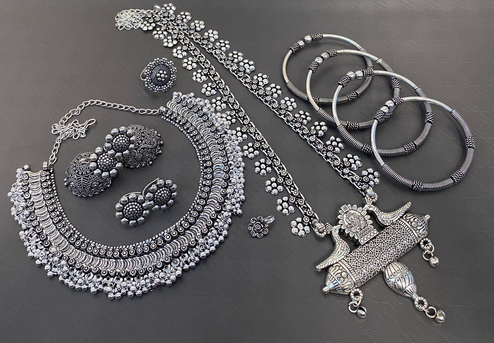 German Silver Necklace Set Oxidized Necklace Set Boho Hippie