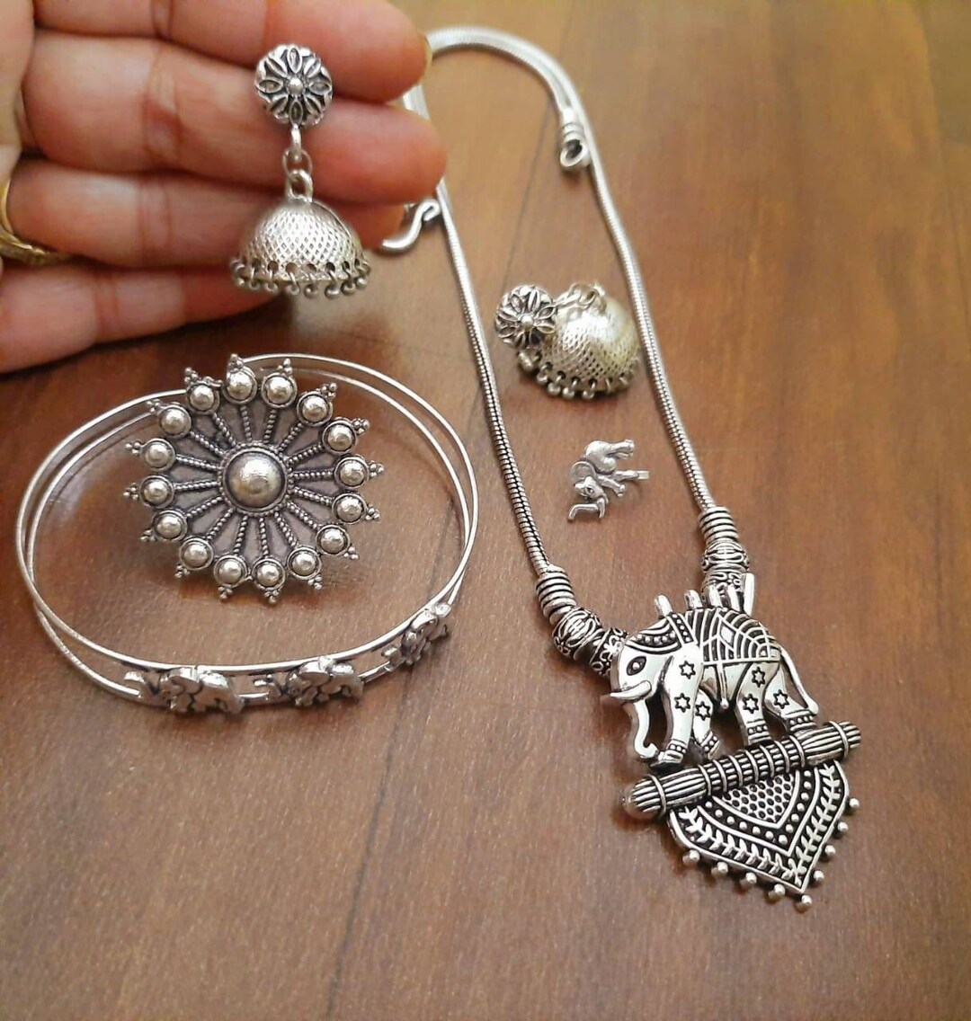 Antique German Silver Indian Traditional Ethnic Oxidized Temple Jewelry Set of 5 Boho Tribal Handmade Handcrafted Oxidized Jewelry Etsy Australia