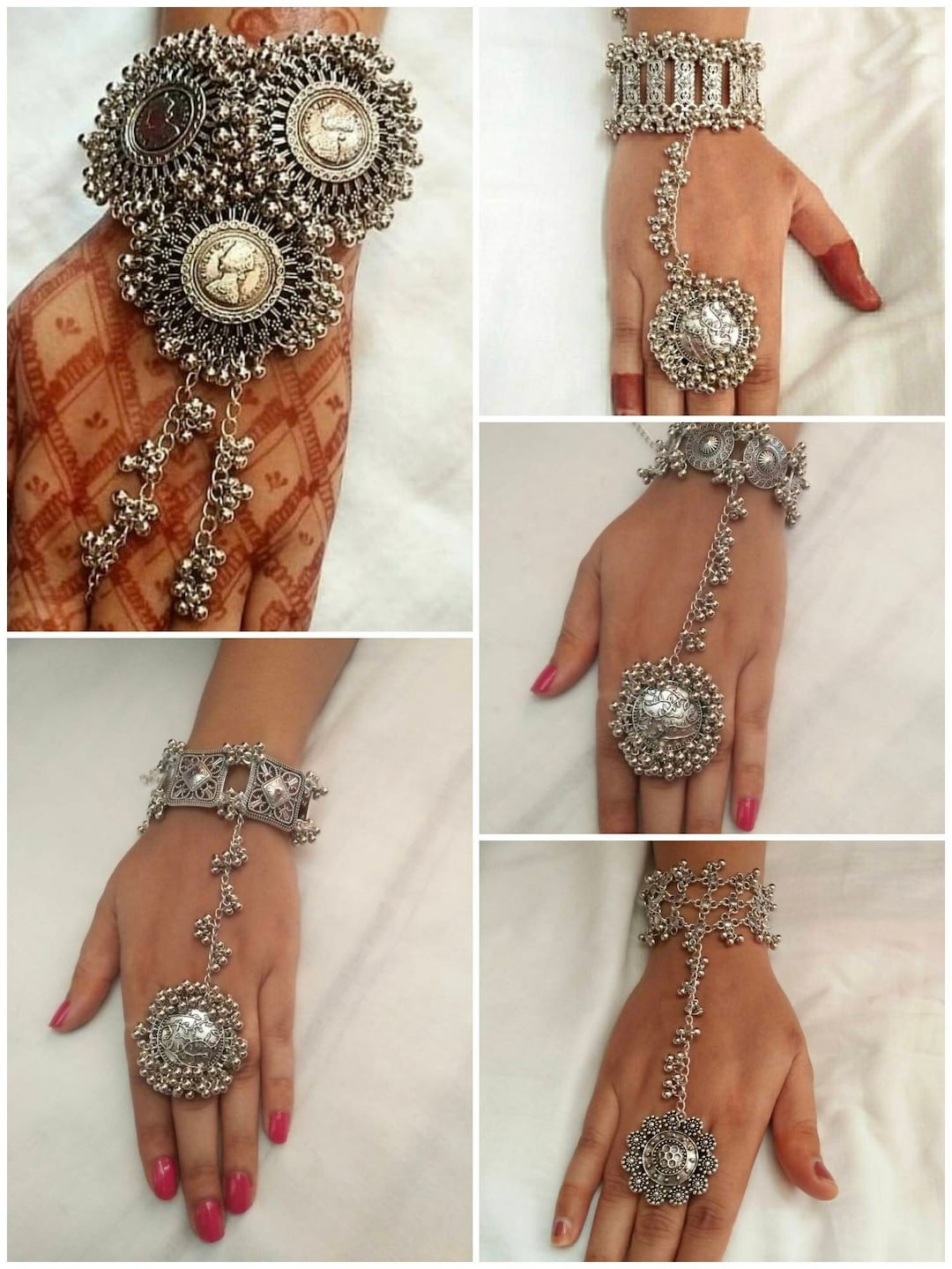 Hand Harness Haath Phool Bracelet With Adjustable Ring Indian Ethnic Oxidized Haath Phool Boho Jewelry Bracelet With Ring Etsy Australia