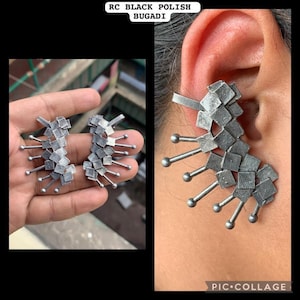 Oxidized German Silver Earcuff Bugadi, Beautiful Handmade Bugadi for Women Indian Unique Designed Traditional Jewelry Antique Earrings