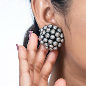 Oxidized Silver Plated Bauble Earrings Ghungroo jhumkas Handmade Small Jhumka Jhumki Earrings for Women Stylish Jhumka Earrings