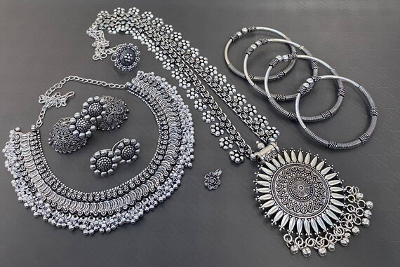 Buy German Silver Necklace Set Oxidized Necklace Set Boho Hippie