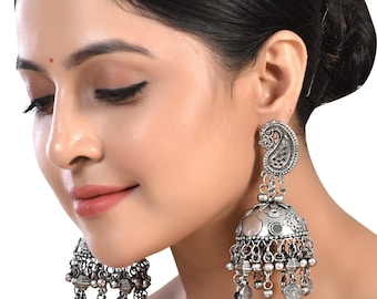 LIMITED EDITION - Big Traditional Jhumka, Elegant, Unique, Indian & Pakistani Jewelry, Party and Casual Wear, Handmade Silver Jhumka Jhumki