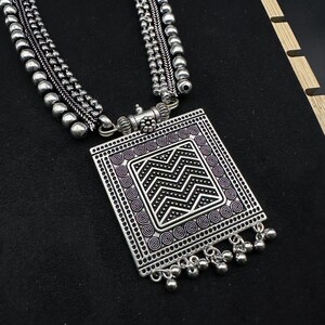 Silver Choker Necklace oxidised Jewelry Set of 7 Long Necklace Set with jhumka ring peacock necklace Ethnic Jewelry, Temple Jewelry,
