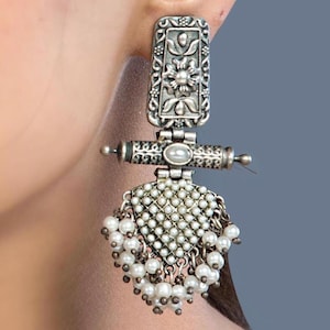 Stylish Oxidized Earrings with pearls  For Women and Girls |pearl drop danglerEarrings | Indian Jewelry | gift ideas under 30 | Gift For Her