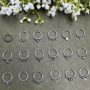 Silber nicht Piercing Nasenseptum, oxidiertes Silber Ethic Tribal Nase, Tragus Ring, handgemachter oxidierter Septum Schmuck, Knorpel