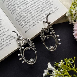 Oxidized Silver EarCuff Earrings | Tribal Paisley Bugadi Statement Earrings | Antique Boho Dangle Ear Wrap Jewelry | Ethnic Indian Jewelry