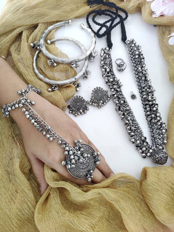 Silver Look Alike Jewellery Set Ghungroo Jewellery Set wedding