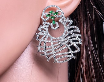 Hot selling Green Pave CZ Diamond earrings Indian jewelry Indian Earrings Indian Pakistani American Diamond Earrings CZ Earrings crystal