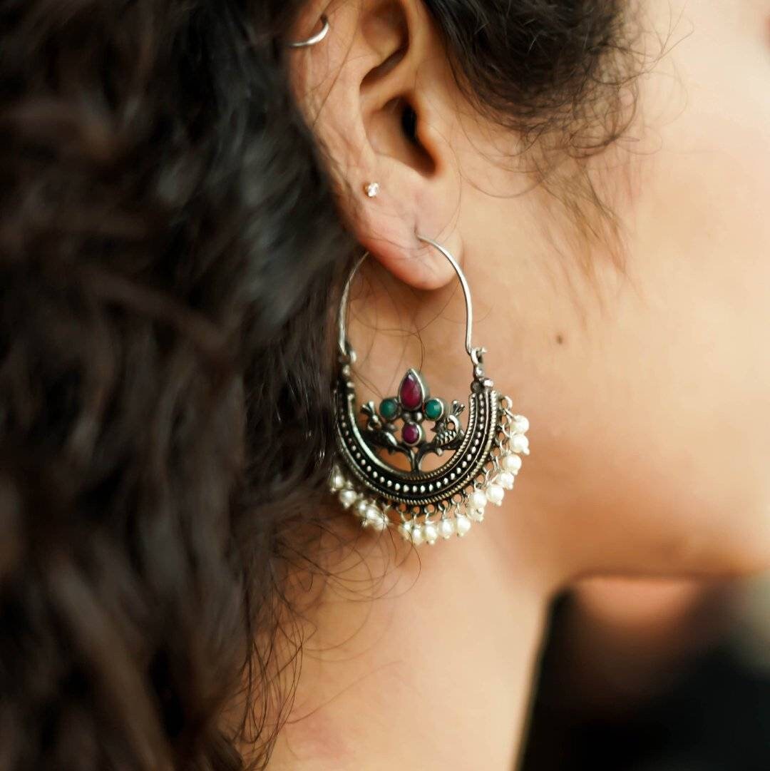 Indian Oxidised Multicolor Stone Pearl 
