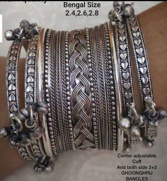 Bangle Bracelet Set for Women Silver Bangle Jewelry Oxidised German Silver Bangle Set Indian Ethnic Bangles Traditional Handmade Bangles