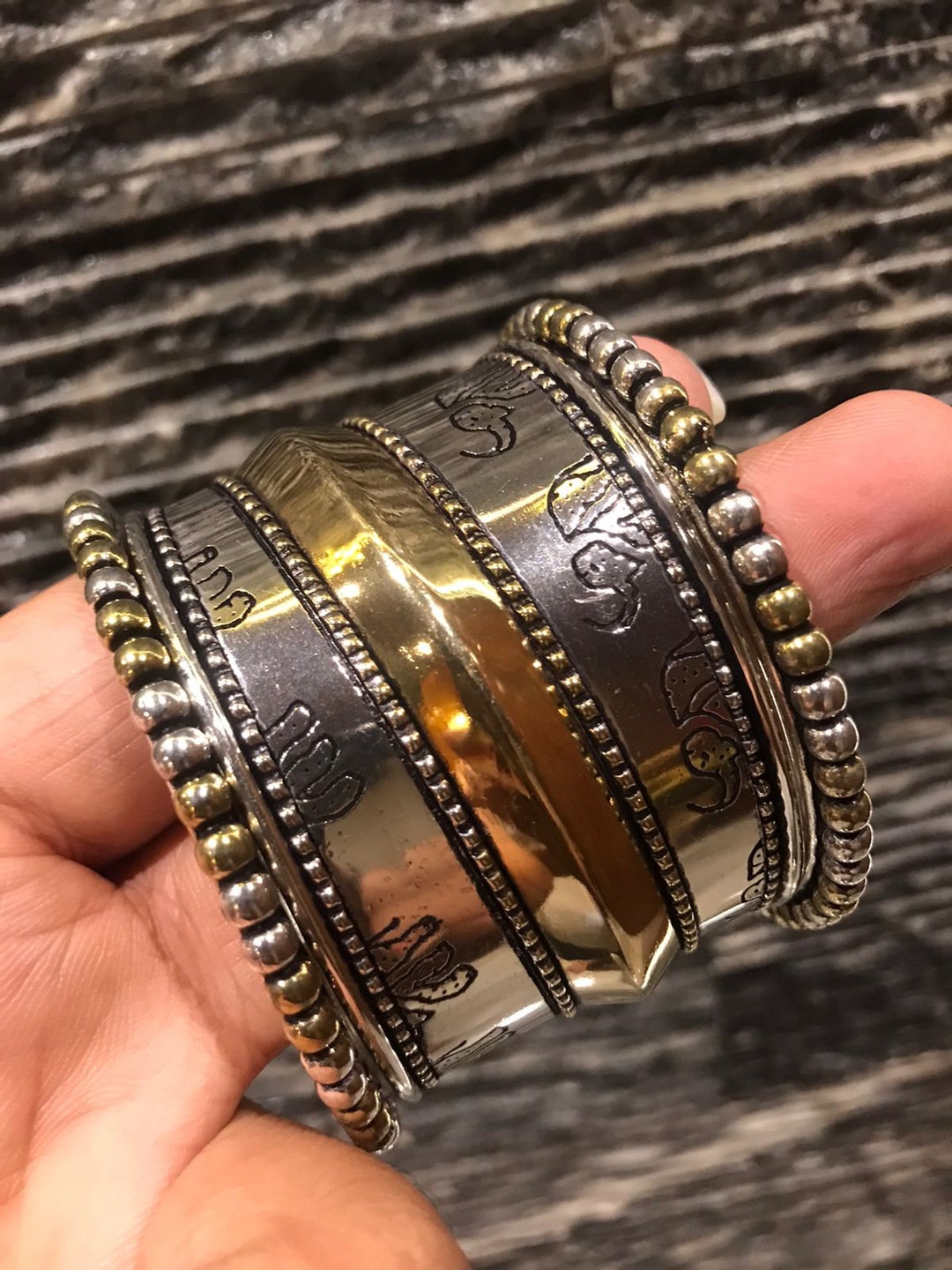 Grey - Antique Finish Oxidised German Silver Kada / Bangle
