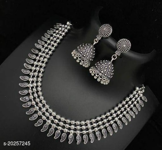 Oxidised Choker Set With Earrings Ethnic Indian Jewellery Indian