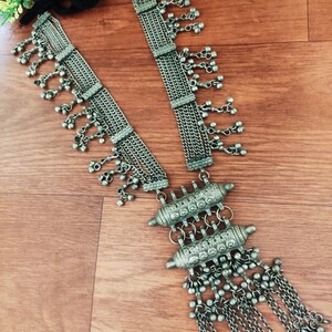 Afghani Indian Style Long Necklace With Pendant | Boho Tribal Ethnic Oxidized Jewelry | Oxidized Jewelry Necklace | German Silver Necklace