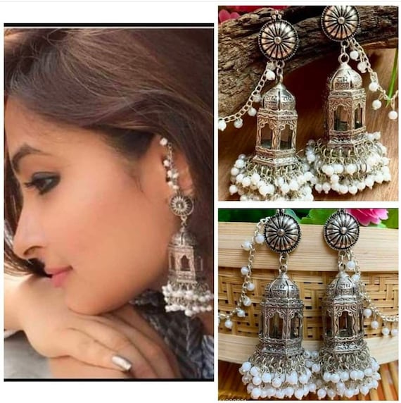German Silver Jhumka Earrings/ Silver Oxidized Jhumka Earrings/ Big Silver  Jhumka/ Tribal Jhumka/ Indian Statement Jewelry/ Ethnic Jhumka - Etsy