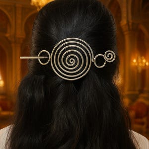 Silver Hair Clip with Hair Stick, Half Up Hair Clips, Hair Slide Brass Metal Barrette Hair Holder, Gift for Long Hair, Accessory for Woman