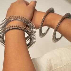 Oxidized Silver Bangles Set | Antique Tribal Indian Kada | Ethnic Statement Bangles for Women | Traditional Jewelry | Boho Festival Wear