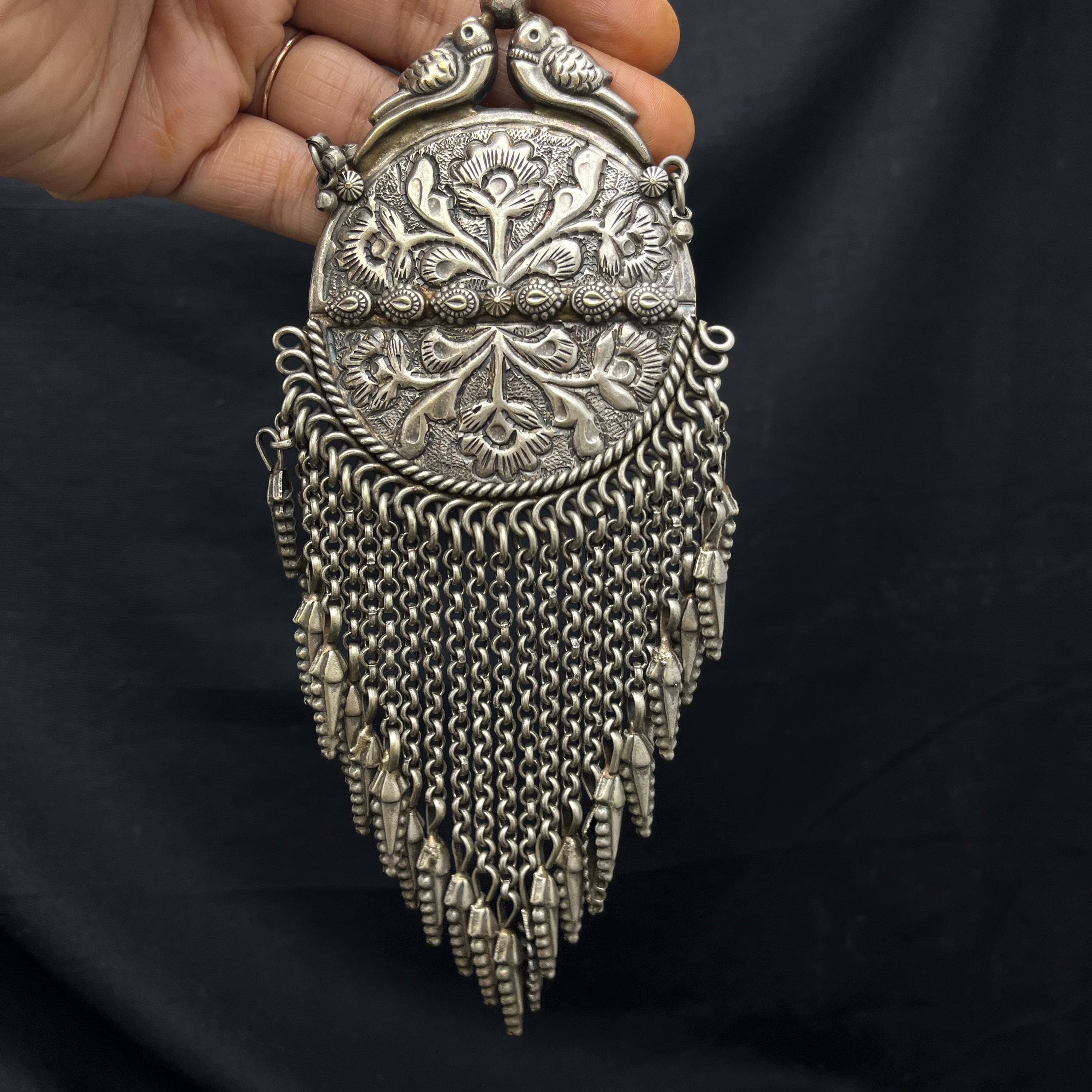 Vintage Indian Silver Chabi Challa, Oxidized Saree Waist Keychain ...