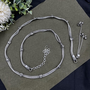 Boho Indian Waist chain Oxidized Silver Kamarbandh | Tribal Belly Chain, Kamarpatta | Adjustable Ethnic Hip Belt | Navratri Festival Jewelry