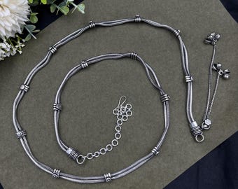 Oxidized Silver Kamarbandh Waist Chain: Boho Indian Belly Dance Belt