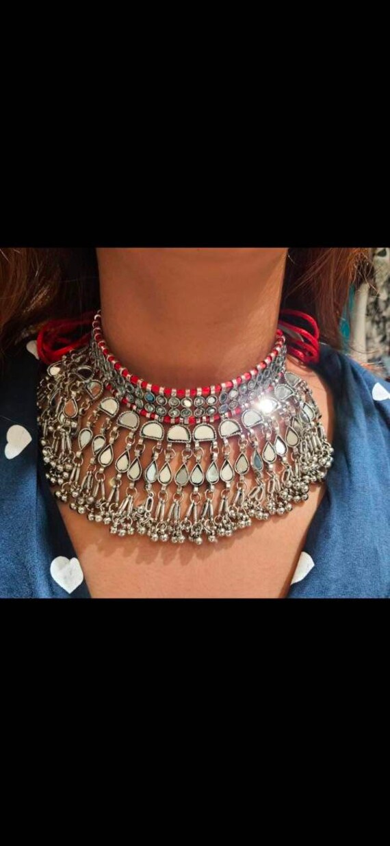 Oxidised choker necklace online deals