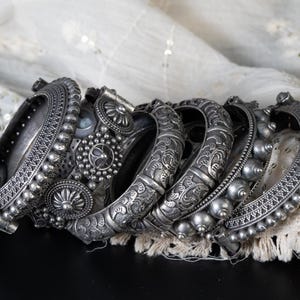 Bangles set handKada silver plated hand kada bracelet  antique silver look Openable kada broad bracelet ghunghroo Bangle gifts wedding hand