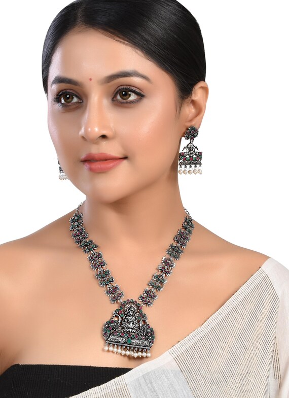 Oxidised temple jewellery online discount
